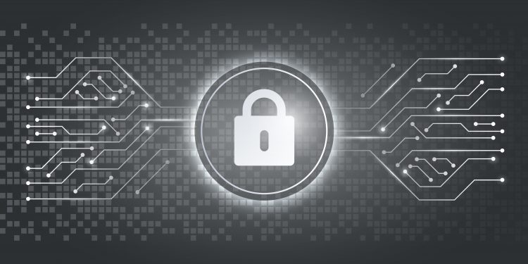 White padlock icon computer security system vector