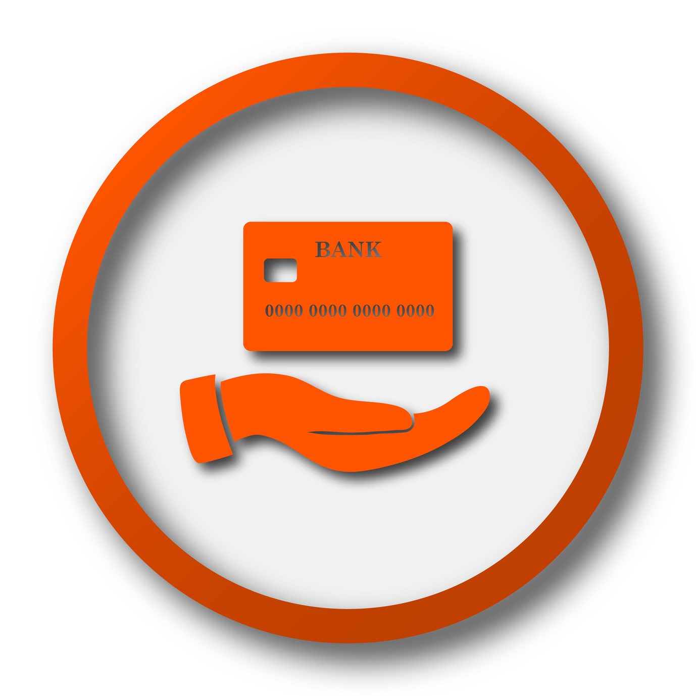 Hand holding credit card icon. Internet button on white background.