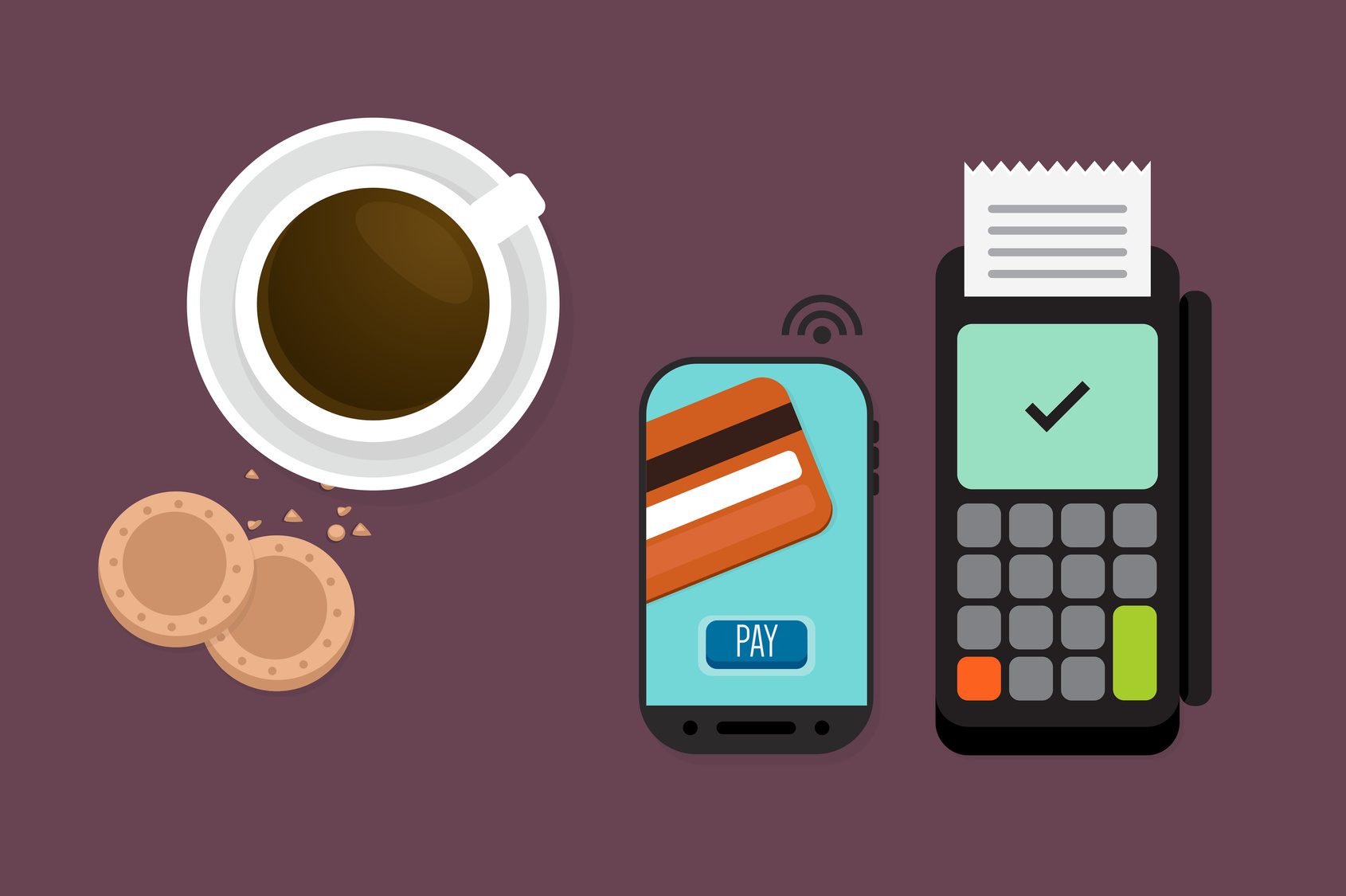Mobile Payment: Flat lay vector illustration
